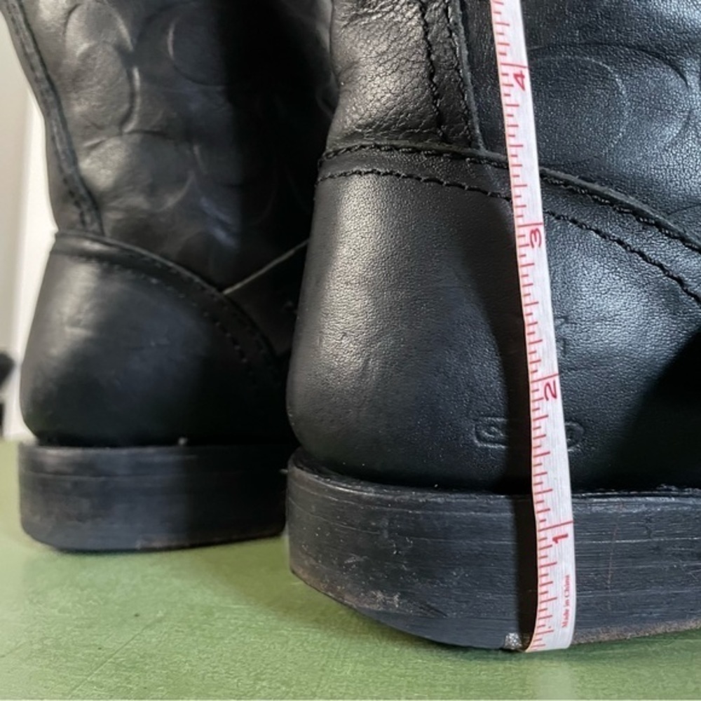 Frye x Coach Collab Knee Boots w Low Key Monogram/Logos - Picture 10 of 15